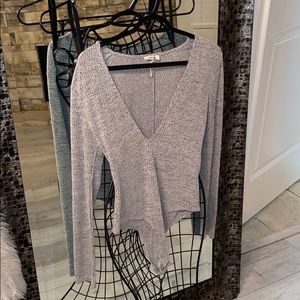 Grey & White Long Sleeve Bodysuit